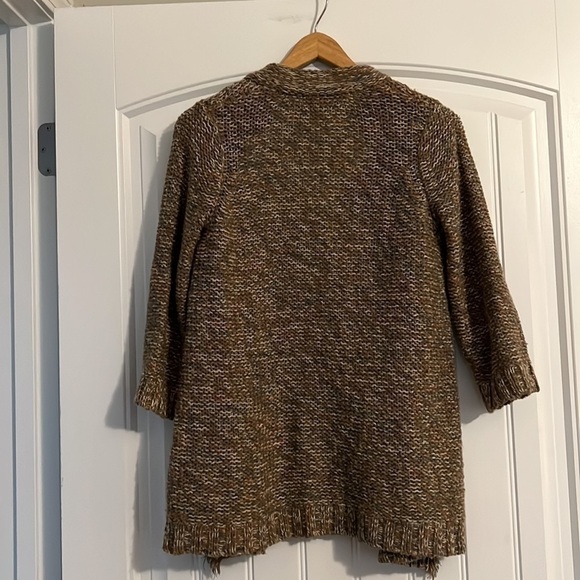 Anthropologie Sparrow linen blend Marled Fringe Knit Cardigan Size Small - Picture 4 of 5